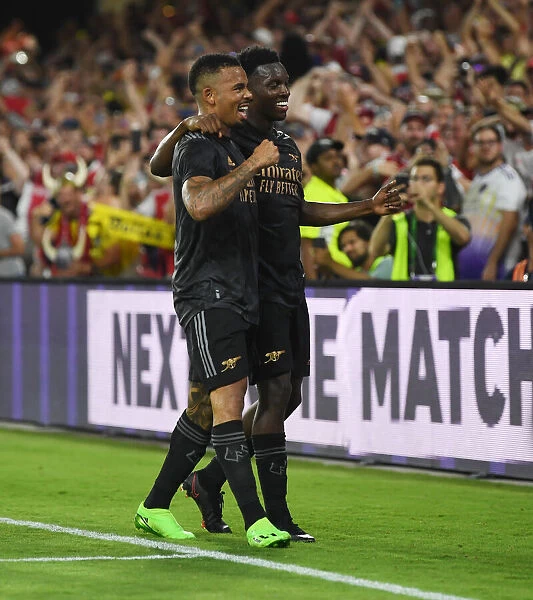 Arsenal's Eddie Nketiah and Gabriel Jesus Celebrate Goals in Pre-Season Friendly Against Orlando City SC