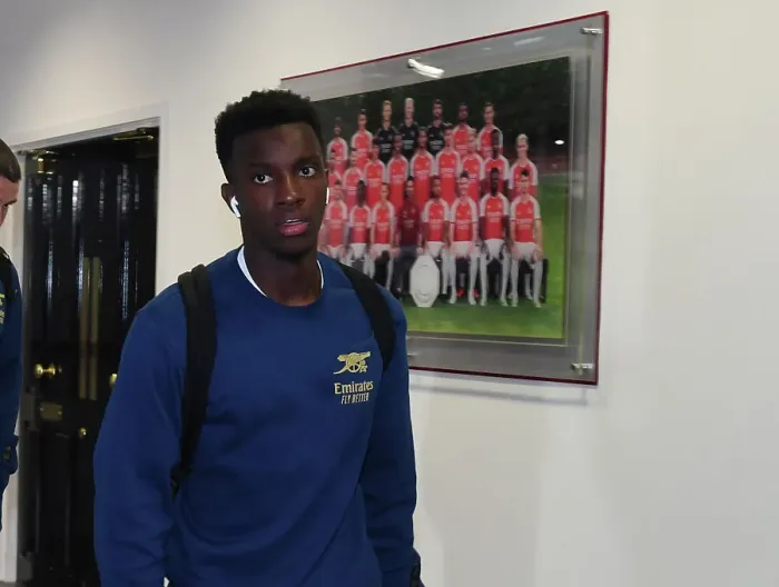 Framed Print : Arsenal's Eddie Nketiah Gears Up for Arsenal v Crystal Palace Showdown (2023-24)