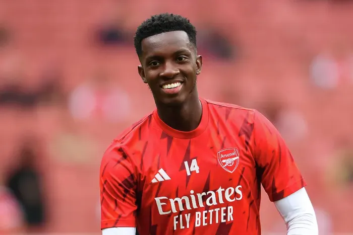 Framed Print : Arsenal's Eddie Nketiah Gears Up for Arsenal v Fulham Premier League Clash (2023-24)