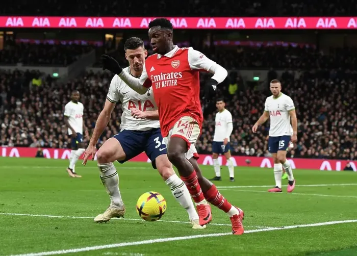 Framed Print : Arsenal's Eddie Nketiah Goes Head-to-Head with Tottenham Hotspur in Premier League Showdown (2022-23)