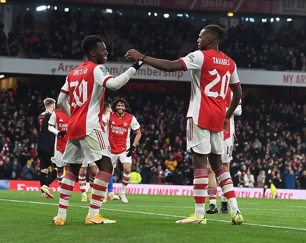 Arsenal's Eddie Nketiah and Nuno Tavares Celebrate Goals in Carabao Cup Quarterfinal Victory over Sunderland