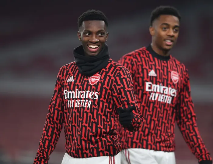 Framed Print : Arsenal's Eddie Nketiah Prepares: Arsenal vs Molde, Europa League 2020-21 Framed Print : Arsenal's Eddie Nketiah Prepares: Arsenal vs Molde, Europa League 2020-21