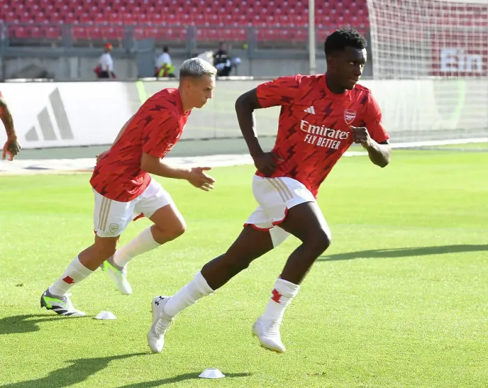 Framed Print : Arsenal's Eddie Nketiah Prepares for Nuremberg Friendly Framed Print : Arsenal's Eddie Nketiah Prepares for Nuremberg Friendly