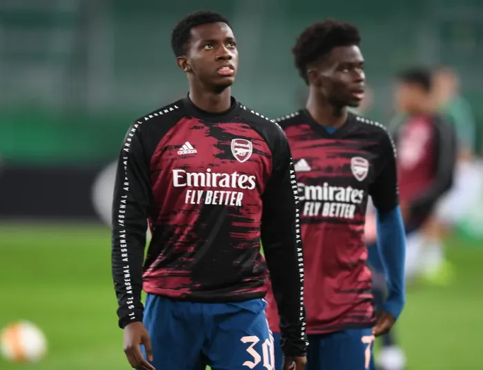 Framed Print : Arsenal's Eddie Nketiah Readies for Rapid Vienna Clash in Europa League