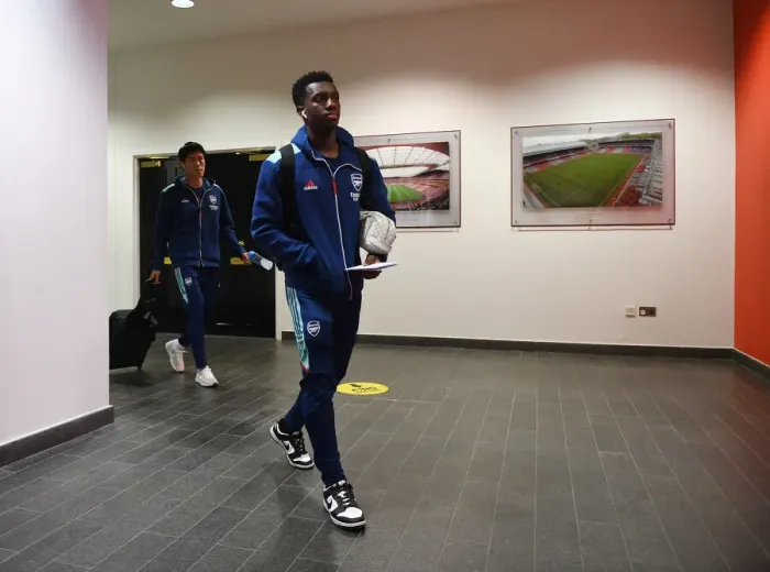 Framed Print : Arsenal's Eddie Nketiah Ready for Battle Against Leeds United in Premier League Showdown