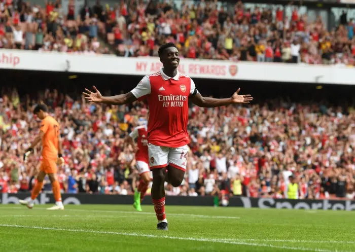 Framed Print : Arsenal's Eddie Nketiah Scores in Emirates Cup Victory over Sevilla