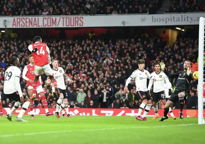 Framed Print : Arsenal's Eddie Nketiah Scores First Goal in Arsenal v Manchester United Clash (2022-23)
