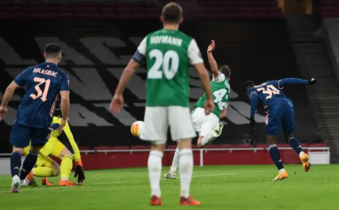 Framed Print : Arsenal's Eddie Nketiah Scores Third Goal Against Rapid Wien in Europa League Match Framed Print : Arsenal's Eddie Nketiah Scores Third Goal Against Rapid Wien in Europa League Match