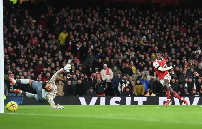 Framed Print : Arsenal's Eddie Nketiah Scores Third Goal Against West Ham in 2022-23 Premier League