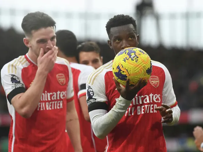Framed Print : Arsenal's Eddie Nketiah Scores Hat-Trick: Arsenal Crush Sheffield United 3-0 in the 2023-24 Premier League Framed Print : Arsenal's Eddie Nketiah Scores Hat-Trick: Arsenal Crush Sheffield United 3-0 in the 2023-24 Premier League