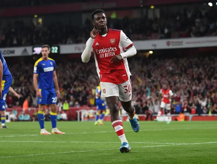 Framed Print : Arsenal's Eddie Nketiah Scores Hat-Trick: Arsenal Crushes AFC Wimbledon in Carabao Cup Framed Print : Arsenal's Eddie Nketiah Scores Hat-Trick: Arsenal Crushes AFC Wimbledon in Carabao Cup