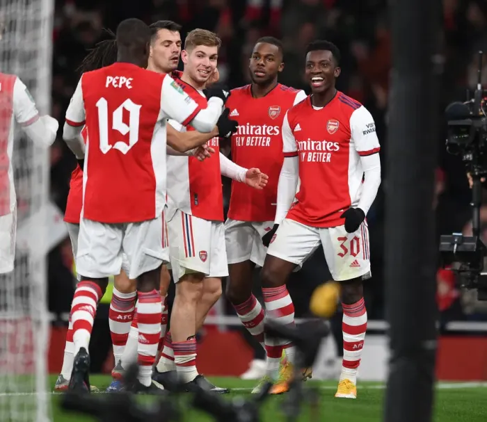 Framed Print : Arsenal's Eddie Nketiah Scores Hat-trick in Carabao Cup Quarterfinals vs Sunderland Framed Print : Arsenal's Eddie Nketiah Scores Hat-trick in Carabao Cup Quarterfinals vs Sunderland