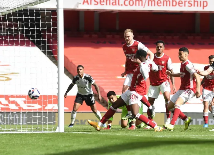 Framed Print : Arsenal's Eddie Nketiah Scores the Lone Goal in Empty Emirates Stadium Against Fulham (April 2021)