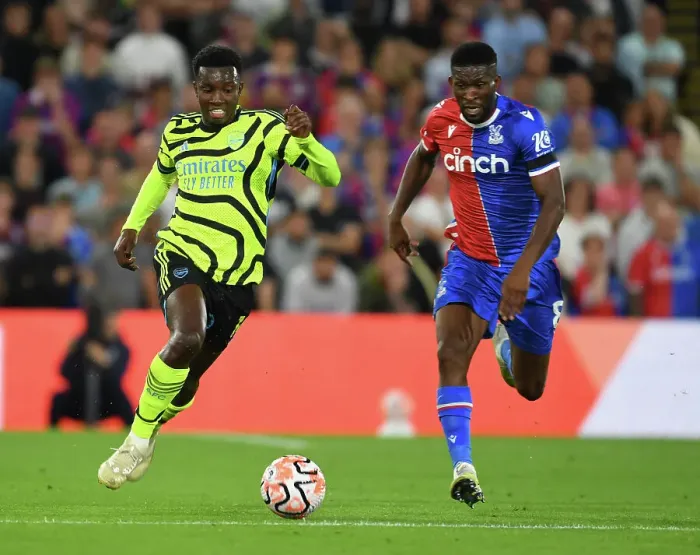 Framed Print : Arsenal's Eddie Nketiah Scores Past Crystal Palace's Jefferson Lerma - Premier League 2023-24