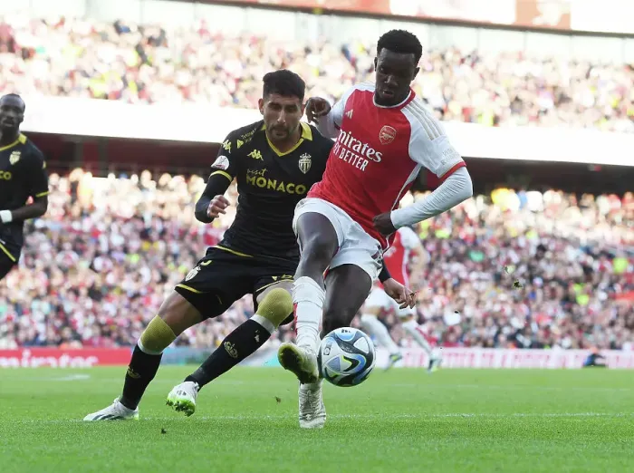 Framed Print : Arsenal's Eddie Nketiah Scores in Pre-Season Clash Against AS Monaco at Emirates Stadium (2023-24) Framed Print : Arsenal's Eddie Nketiah Scores in Pre-Season Clash Against AS Monaco at Emirates Stadium (2023-24)