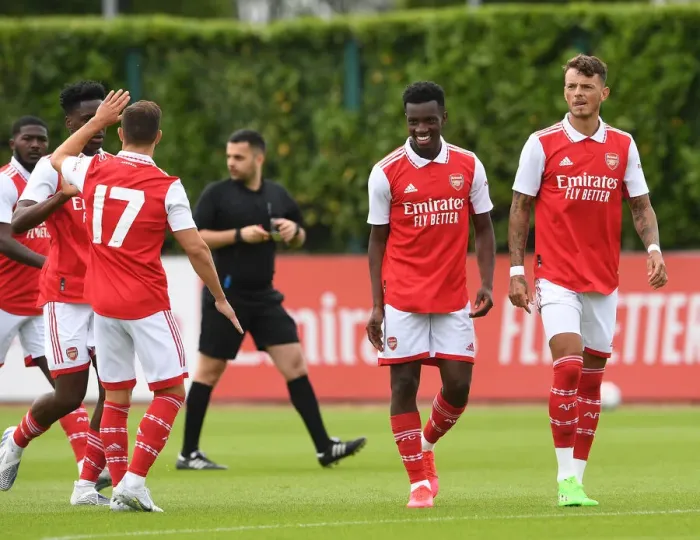 Framed Print : Arsenal's Eddie Nketiah Scores in Pre-Season Triumph over Ipswich Town Framed Print : Arsenal's Eddie Nketiah Scores in Pre-Season Triumph over Ipswich Town