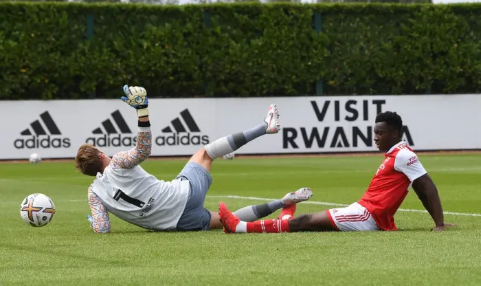 Framed Print : Arsenal's Eddie Nketiah Scores in Pre-Season Victory over Ipswich Town