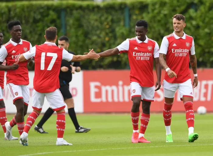 Framed Print : Arsenal's Eddie Nketiah Scores in Pre-Season Win Against Ipswich Town