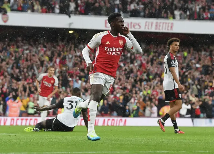 Framed Print : Arsenal's Eddie Nketiah Scores Second Goal in Arsenal's Victory over Fulham (2023-24)