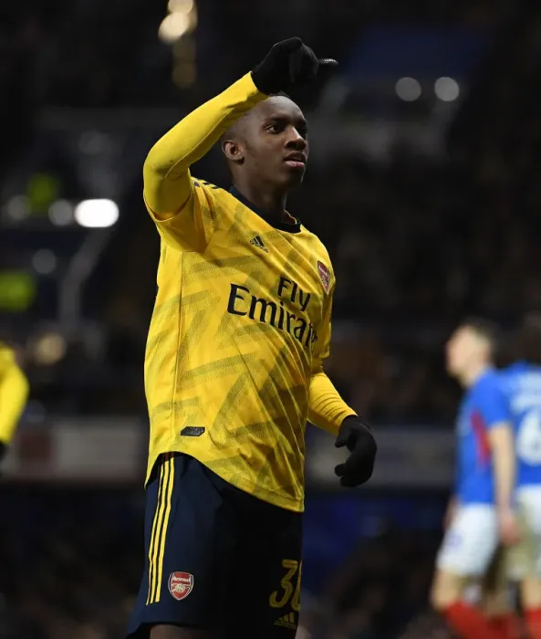 Framed Print : Arsenal's Eddie Nketiah Scores Second Goal in FA Cup Fifth Round Clash vs. Portsmouth Framed Print : Arsenal's Eddie Nketiah Scores Second Goal in FA Cup Fifth Round Clash vs. Portsmouth