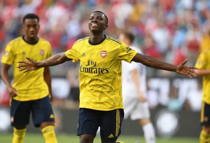 Framed Print : Arsenal's Eddie Nketiah Scores His Second Goal against Fiorentina in 2019 International Champions Cup, Charlotte
