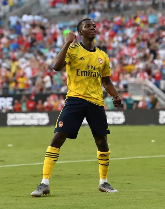 Framed Print : Arsenal's Eddie Nketiah Scores Second Goal Against Fiorentina in 2019 International Champions Cup, Charlotte Framed Print : Arsenal's Eddie Nketiah Scores Second Goal Against Fiorentina in 2019 International Champions Cup, Charlotte