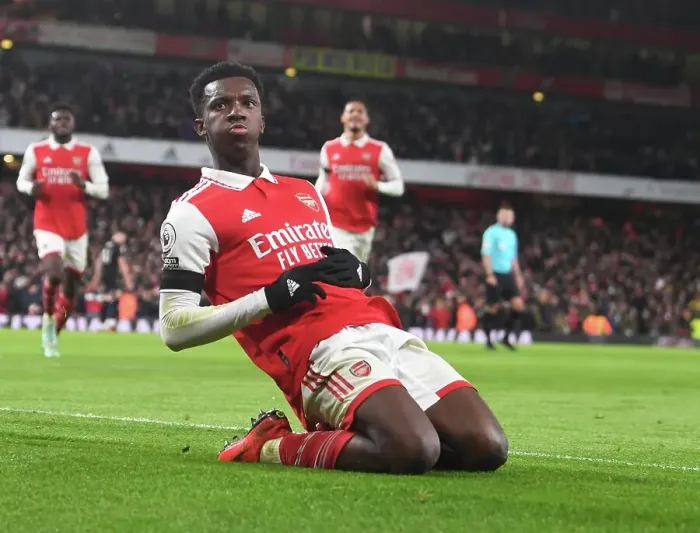 Framed Print : Arsenal's Eddie Nketiah Scores Second Goal Against West Ham in 2022-23 Premier League Framed Print : Arsenal's Eddie Nketiah Scores Second Goal Against West Ham in 2022-23 Premier League