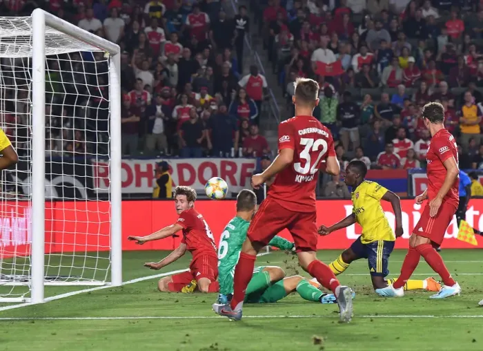 Framed Print : Arsenal's Eddie Nketiah Scores Stunner Against Bayern Munich in 2019 International Champions Cup Framed Print : Arsenal's Eddie Nketiah Scores Stunner Against Bayern Munich in 2019 International Champions Cup