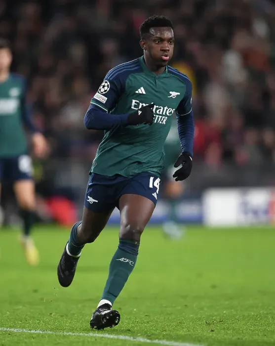 Framed Print : Arsenal's Eddie Nketiah Shines in Champions League Clash Against PSV Eindhoven (PSV v Arsenal 2023-24) Framed Print : Arsenal's Eddie Nketiah Shines in Champions League Clash Against PSV Eindhoven (PSV v Arsenal 2023-24)