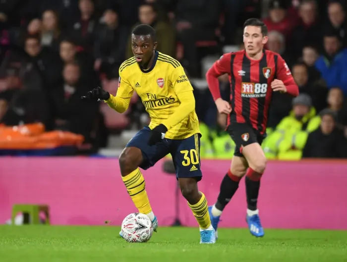Framed Print : Arsenal's Eddie Nketiah Shines in FA Cup Clash Against AFC Bournemouth Framed Print : Arsenal's Eddie Nketiah Shines in FA Cup Clash Against AFC Bournemouth