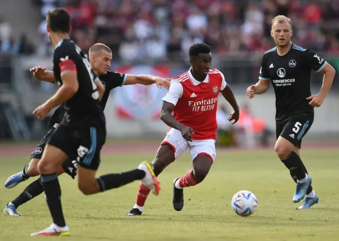 Framed Print : Arsenal's Eddie Nketiah Shines in Pre-Season Clash Against 1. FC Nurnberg