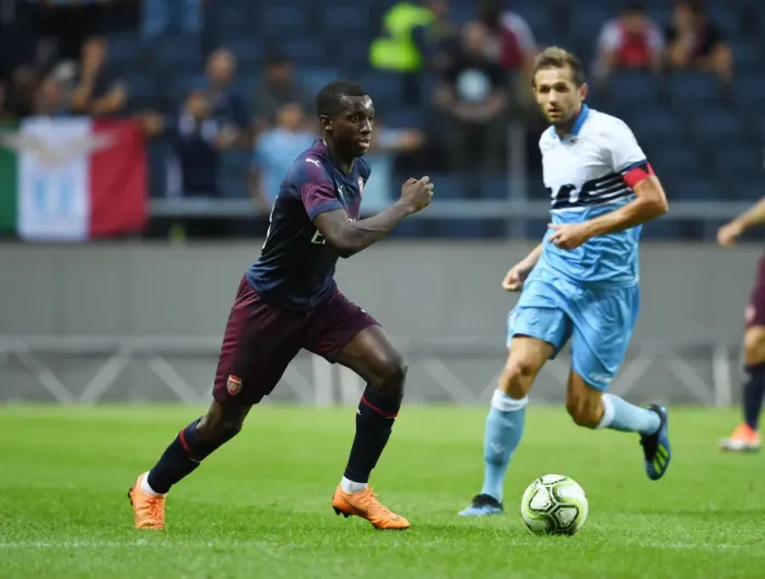 Framed Print : Arsenal's Eddie Nketiah Shines in Pre-Season Friendly against SS Lazio, Stockholm 2018