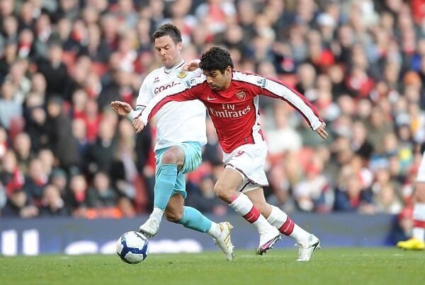 Arsenal's Eduardo Scores Against Burnley's Daniel Fox: Arsenal 3-1 Burnley, Barclays Premier League, Emirates Stadium