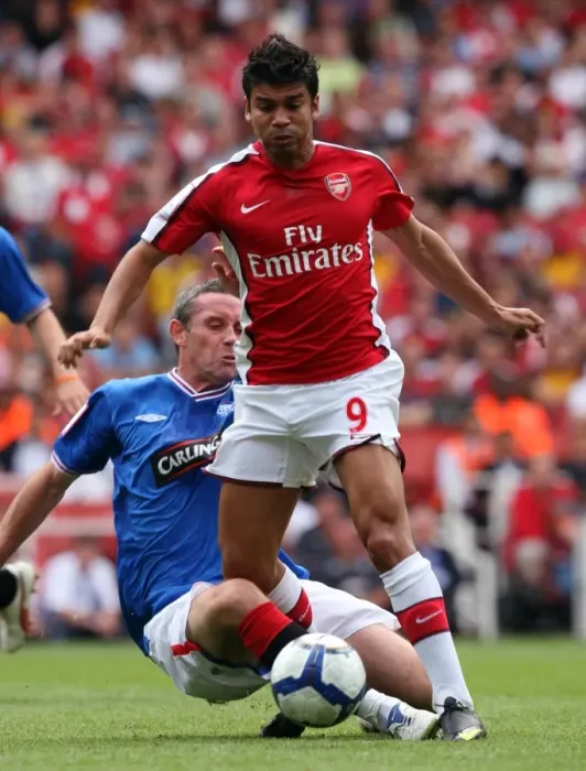 Framed Print : Arsenal's Eduardo Scores Double as They Defeat Rangers 3:0 in Emirates Cup