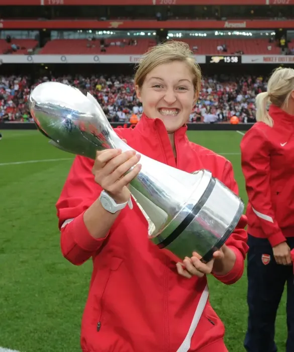 Framed Print : Arsenal's Ellen White Celebrates with WSL Trophy Amidst Arsenal's 1:0 Lead over Swansea City in the Premier League, Emirates Stadium (2011) Framed Print : Arsenal's Ellen White Celebrates with WSL Trophy Amidst Arsenal's 1:0 Lead over Swansea City in the Premier League, Emirates Stadium (2011)