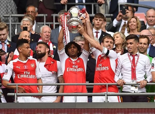 Arsenal's Elneny and Monreal Celebrate FA Cup Victory