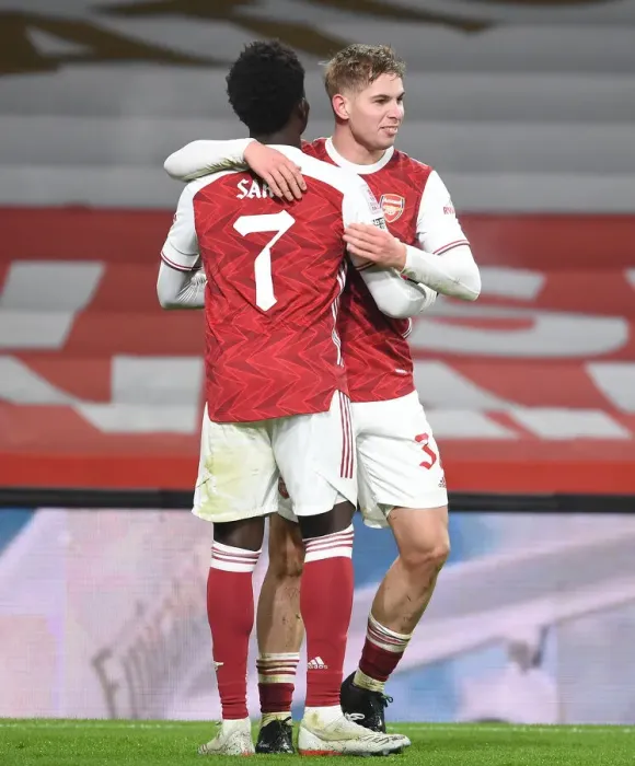 Framed Print : Arsenal's Emile Smith Rowe and Bukayo Saka Celebrate First Goal Against Newcastle United in FA Cup Third Round Framed Print : Arsenal's Emile Smith Rowe and Bukayo Saka Celebrate First Goal Against Newcastle United in FA Cup Third Round