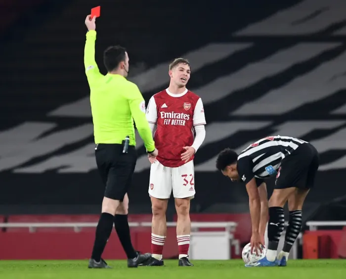Framed Print : Arsenal's Emile Smith Rowe Red-Carded in FA Cup Clash Against Newcastle United Framed Print : Arsenal's Emile Smith Rowe Red-Carded in FA Cup Clash Against Newcastle United