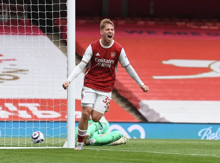 Framed Print : Arsenal's Emile Smith Rowe Scores in Empty Emirates Against West Bromwich Albion (May 2021)