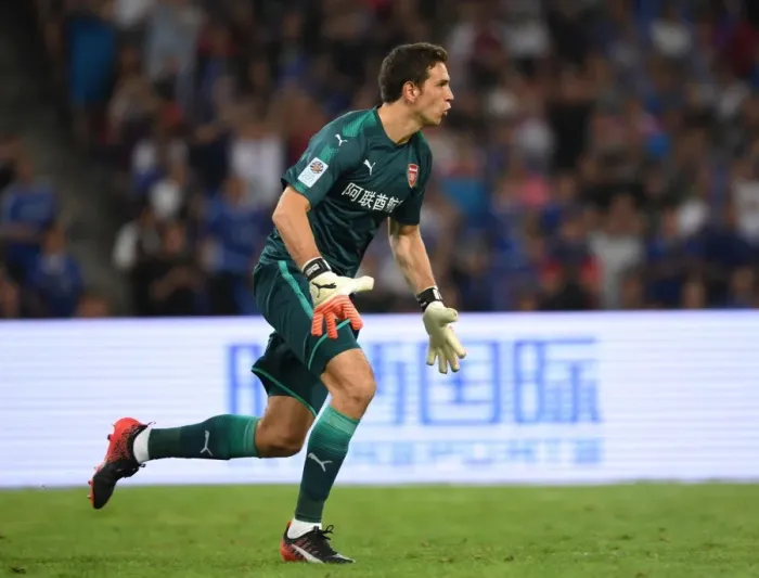Framed Print : Arsenal's Emiliano Martinez Faces Off Against Chelsea in Beijing Pre-Season Friendly