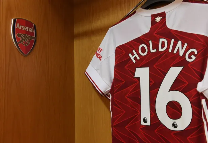 Framed Print : Arsenal's Empty Emirates: Rob Holding Prepares for Sheffield United Clash (2020-21)