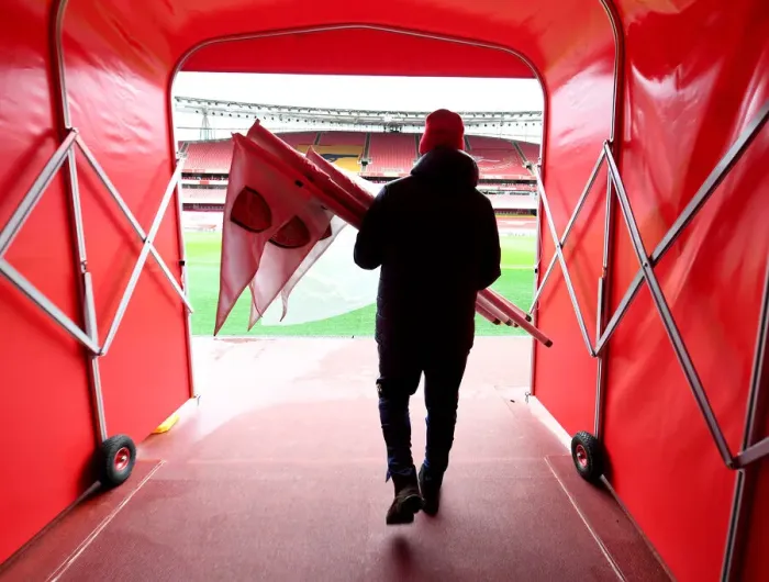 Framed Print : Arsenal's Emirates Stadium Prepared for Newcastle Clash Amidst Pandemic Restrictions
