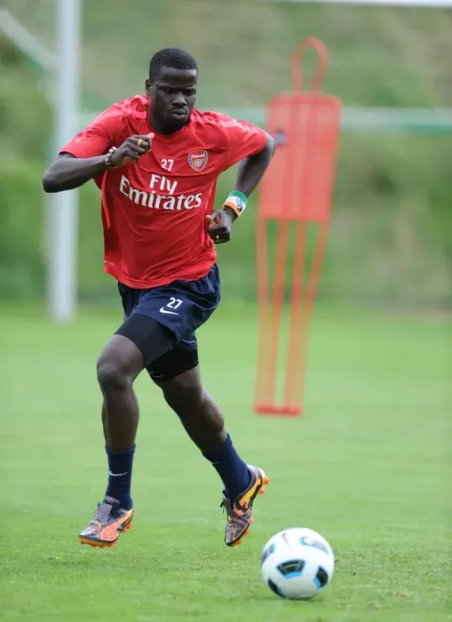 Framed Print : Arsenal's Emmanuel Eboue at Training Camp, Austria, 2010