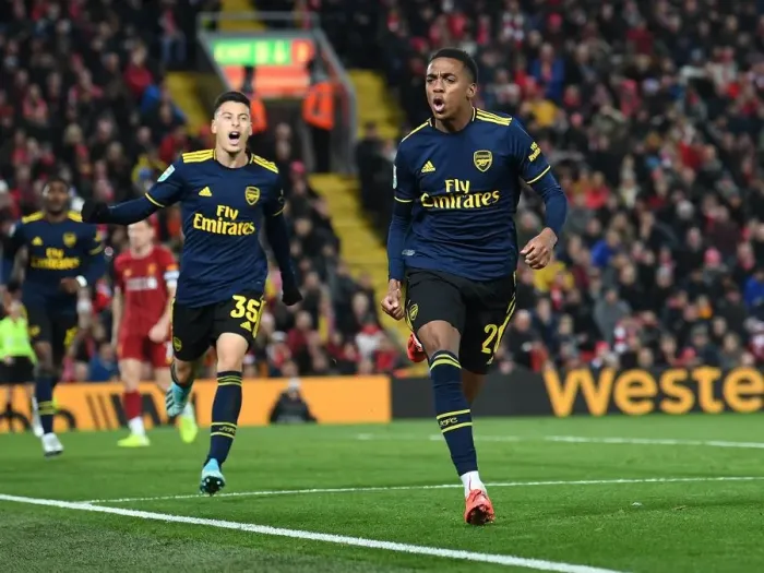 Framed Print : Arsenal's Epic 5-5 Draw: Joe Willock's Hat-Trick at Anfield - Carabao Cup 2019-20