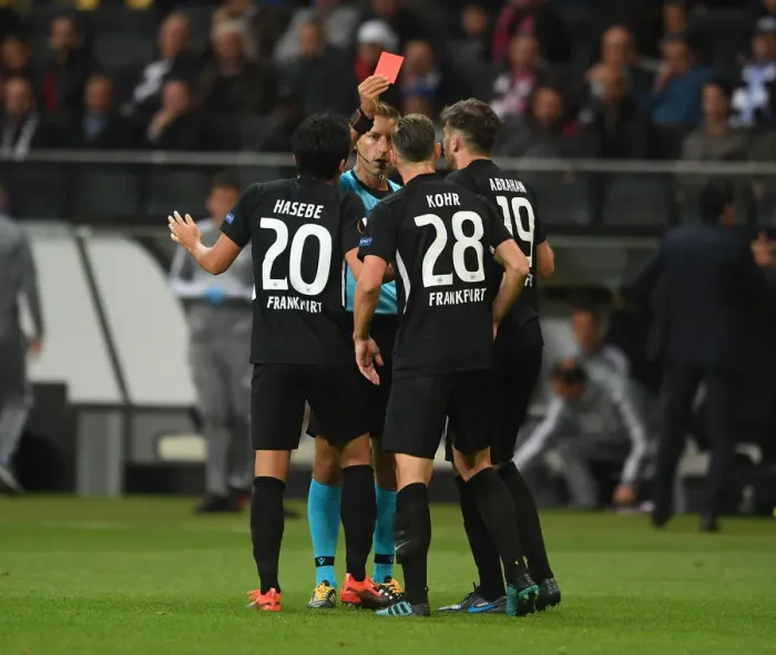 Framed Print : Arsenal's Europa League Clash with Eintracht Frankfurt: Red Card Drama Framed Print : Arsenal's Europa League Clash with Eintracht Frankfurt: Red Card Drama
