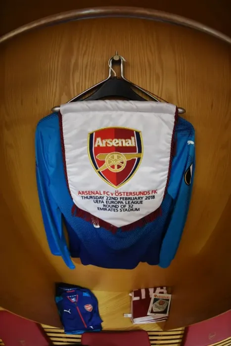 Framed Print : Arsenal's Europa League Match Pennant: Arsenal v Östersunds FK (2017-18)