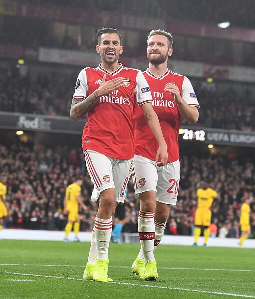 Arsenal's Europa League Triumph: Dani Ceballos and Shkodran Mustafi Celebrate Historic Fourth Goal vs Standard Liege (2019-20)