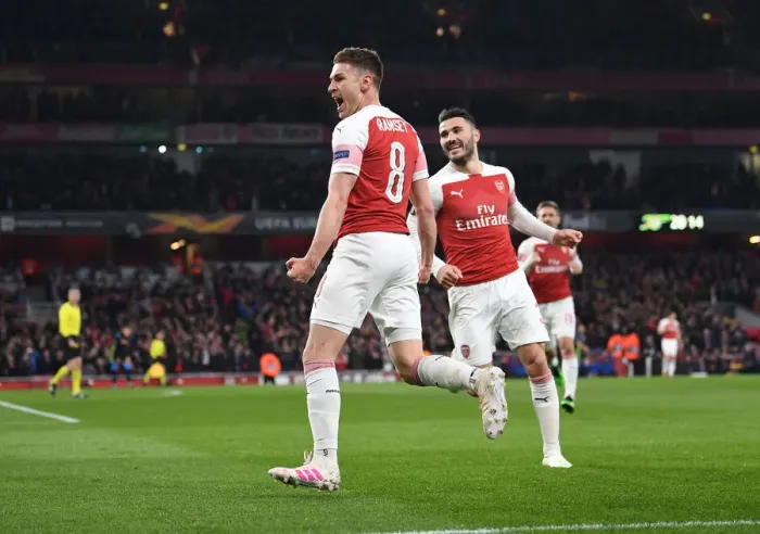 Framed Print : Arsenal's Europa League Triumph: Aaron Ramsey's Decisive Goal vs. Napoli