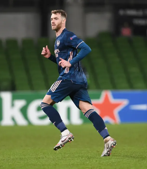 Framed Print : Arsenal's Europa League Victory: Calum Chambers in Action vs. Dundalk Framed Print : Arsenal's Europa League Victory: Calum Chambers in Action vs. Dundalk