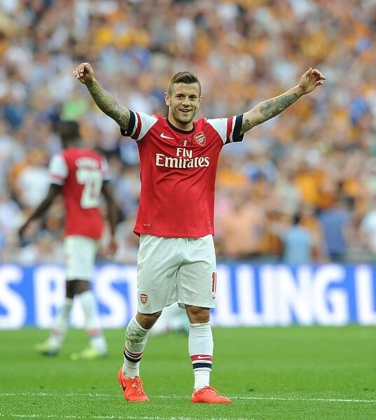 Arsenal's FA Cup Victory: Jack Wilshere's Triumphant Celebration at Wembley Stadium (2014)